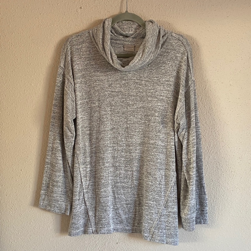 Chico's Heathered Gray Cowl Neck Sweater